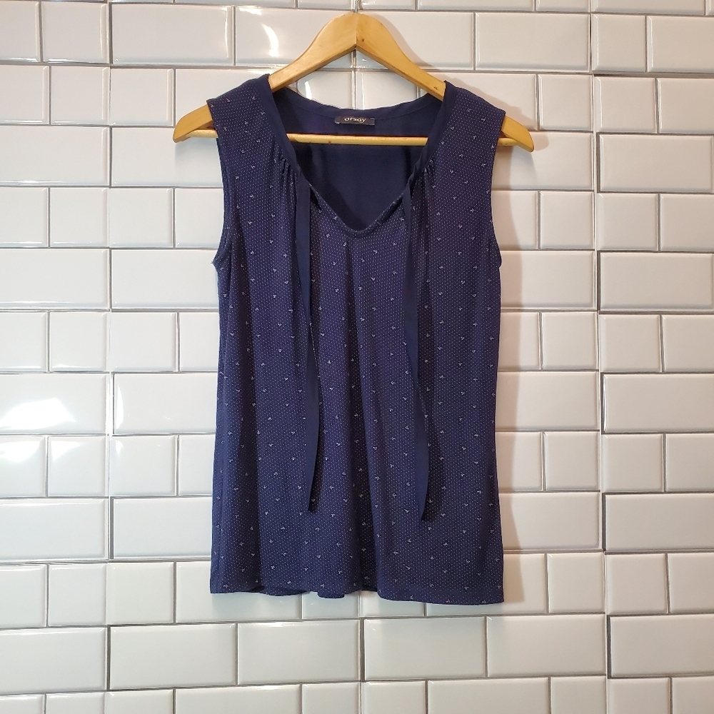 ORSAY Navy Blue Sleeveless Top  Small Print